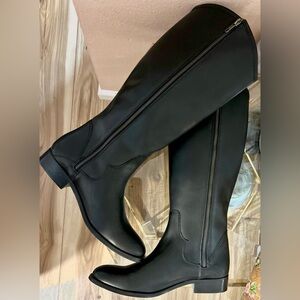 New Frye Black Leather Zipper Closure Melissa Button Boots Size 8